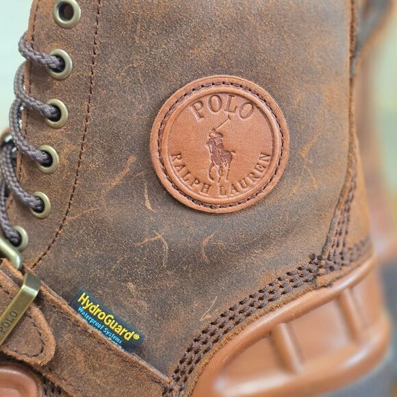 Polo Ralph Lauren Oslo Waterproof Leather-Suede Boots Brown Men's Size 10 High - Picture 6 of 10